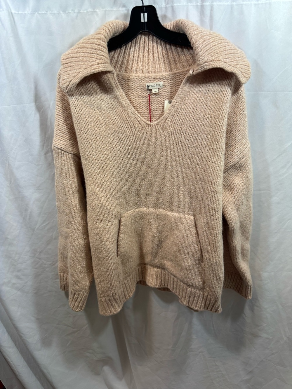 Pilcro pink Collared V-Neck Knit Sweater L
